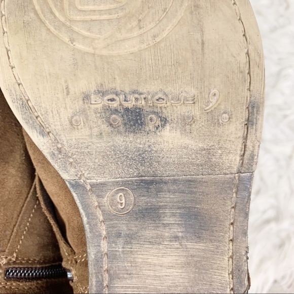 BOUTIQUE 9 Boho Brown Leather Suede Ankle Boots Strap Zip Up Round Toe Size 9 - Picture 10 of 10